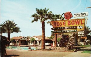 Phoenix AZ Rose Bowl Motor Hotel Pool c1963 Vintage Postcard G19