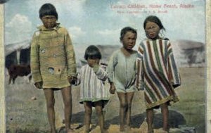 Eskimo Kids - Nome Beach, Alaska AK Postcard