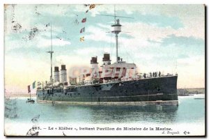 Old Postcard Boat Kleber flying the flag of the Navy Ministry