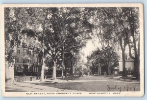 Northampton Massachusetts MA Postcard Elm Street Prospect Place c1919 Vintage