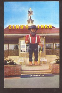 DENVER PENNSYLVANIA ZINN'S DINER LARGE AMOS SIGN ADVERTISING VINTAGE POSTCARD