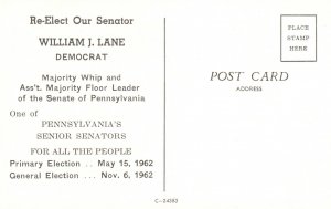 Postcard William J. Lane Democrat Senior Senators Pennsylvania Election
