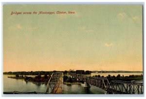 Clinton Iowa IA Postcard Bridges Across The Mississippi Aerial View 1909 Antique