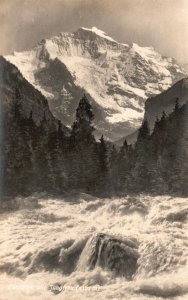 Vintage Postcard 1910's Big Waves Mountain Forest View Phot. Gabler Interlaken