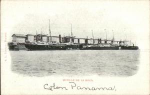 Colon Panama - Muelle de la Boca c1905 UDB Postcard - Steamships