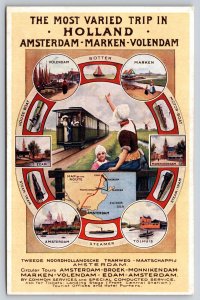 Netherlands~Volendam-Marken-Edam-Monnikendam-Amsterdam-Tolhuis~Map~c1910 PC
