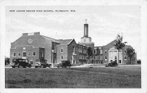 Junior Senior High School Plymouth Wisconsin 1930s linen postcard