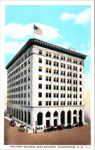 Albuquerque, NM New Mexico  FIRST NATIONAL BANK Cars Outside ca1920's Postcard