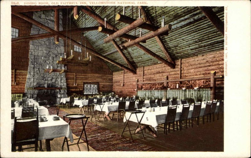 Yellowstone Park WY Old Faithful Inn dining Room DETROIT PUBLISHING 8808