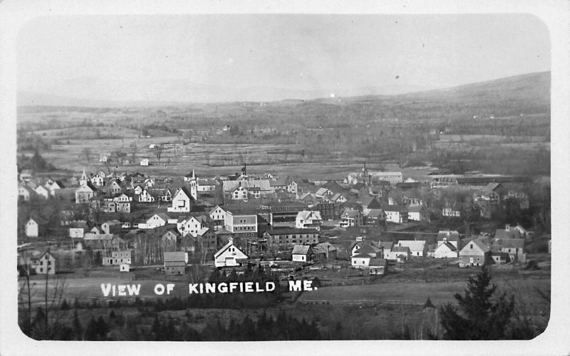 Close View of Kingfield ME Real Photo Postcard