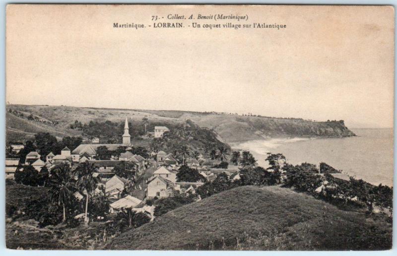 MARTINIQUE  Birdseye LORRAIN Un Coquet Village sur l'Atlantique c1910s  Postcard 