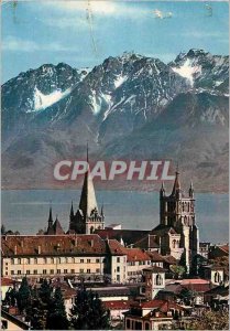 Modern Postcard Lausanne Ouchy The Cathedral and the Savoy Alps