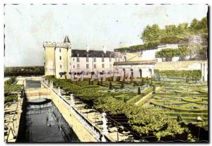 Modern Postcard Chateau Villandry gardens of ornamental moat and castle