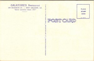 Galatoire's Restaurant 208 Bourbon Street New Orleans Louisiana Postcard
