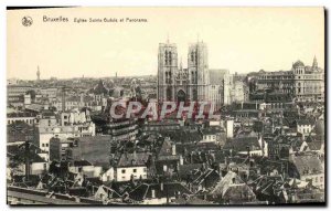 Old Postcard Bruxelles Eglise Sainte Gudule and Panorama