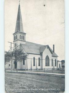 Unused Divided-Back CHURCH SCENE Belvidere Illinois IL G3773