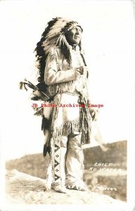 Native American Indian, RPPC, Chief No Water, 1940 PM, Stevens Photo