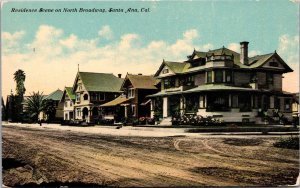 Postcard Residence Scene on North Broadway in Santa Ana, California