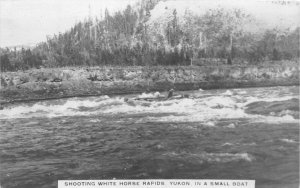 H67/ White Horse Rapids Yukon Canada RPPC Postcard c1920 Rafting Boat 181