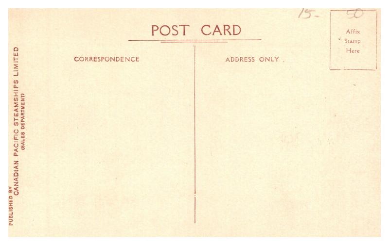 C.P.S. Empress of France ,Canadian Pasific Steamship Ltd. ,1st Class Card Room