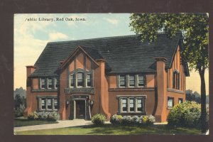 RED OAK IOWA PUBLIC LIBRARY VINTAGE POSTCARD 1909