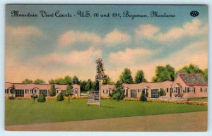 BOZEMAN, MT  ~ Roadside MOUNTAIN VIEW COURTS 1951 Gallatin County Postcard