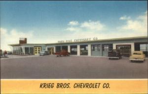 Thrall TX Krieg Bros Chevrolet Car Dealership Linen Adv Postcard