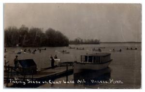 1912 RPPC Fishing Scene on Clear Lake, Waseca, MN Real Photo Postcard