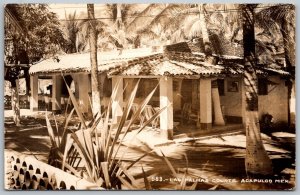 Acapulco Mexico 1940s RPPC Real Photo Postcard Las Palmas Courts Cottages