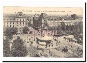 Paris (3rd) Postcard Old Place of the republic and & # 39hotel Modern