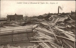 Dayton Ohio OH Flood of 1913 Disaster Lumber Debris Monument St Vintage Postcard