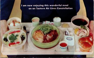 Eastern Airlines Constellation Fly Eastern Airlines Food postcard