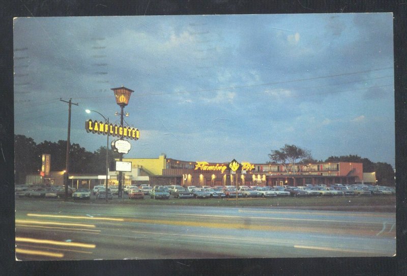 SPRINGFIELD MISSOURI ROUTE 66 LAMPLIGHTER MOTEL AT NIGHT ADVERTISING POSTCARD