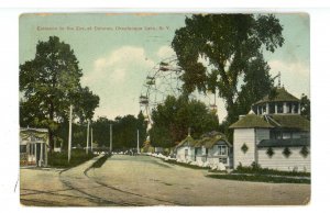 NY - Chautauqua Lake. Zoo Entrance at Celoron, Ferris Wheel ca 1908