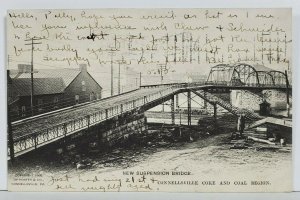 Connellsville Pa New Suspension Bridge Coke and Coal Region 1906 Postcard M19
