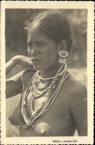 Ethnography Native Woman Nude Jewelry DALAT Real Photo Postcard