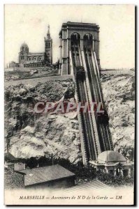 Old Postcard Marseille Elevators of Notre Dame de la Garde