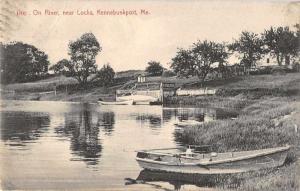 Kennebunkport Maine view of boats on river near Locks antique pc Z51049