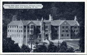 Postcard WV Bethany - Phillips Hall Girls' Dormitory Bethany College