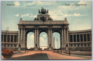 Vtg Brussels Belgium Bruxelles L' Arcade du Cinquantenaire 1910s Postcard