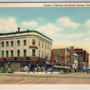 1938 Davenport, IA Downtown Roadside Second Brady St. Sears Hickey PC Teich A216