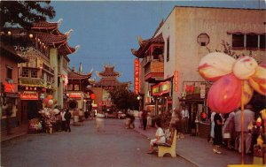 Los Angeles California 1960s Postcard Chinatown Gin Ling Way Towers & Pagodas