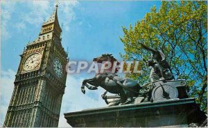 Modern Postcard Big Ben and Boadicea Statue London