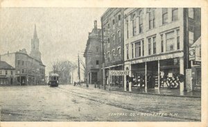 Vintage Postcard Central Square Rochester NH Salinger's Big Store Trolley