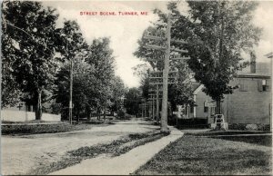 Postcard ME Androscoggin County Turner Street Scene Restaurant 1911 H15