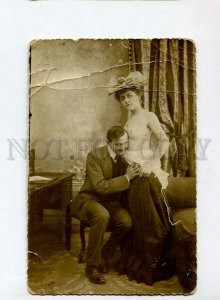 3150320 Semi-Nude Woman Lady & Gentleman Vintage REAL PHOTO