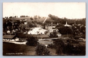 J87/ Fredericksburg Ohio RPPC Postcard c1910 Birdseye Railroad Depot   1668