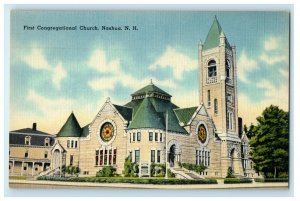 c1930s First Congregational Church, Nashua New Hampshire NH Postcard 