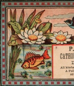 1870's P.J Courtenay's Catholic Book & picture Store Graphical Bird Fish P167