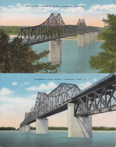 United States Vicksburg MS Bridge over Mississippi river unit of 2 postcards